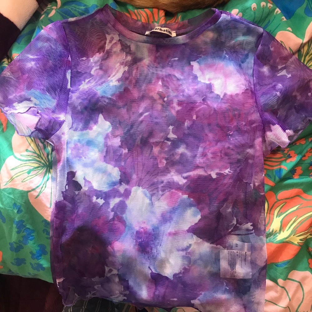 Flowery mesh reformation crop top